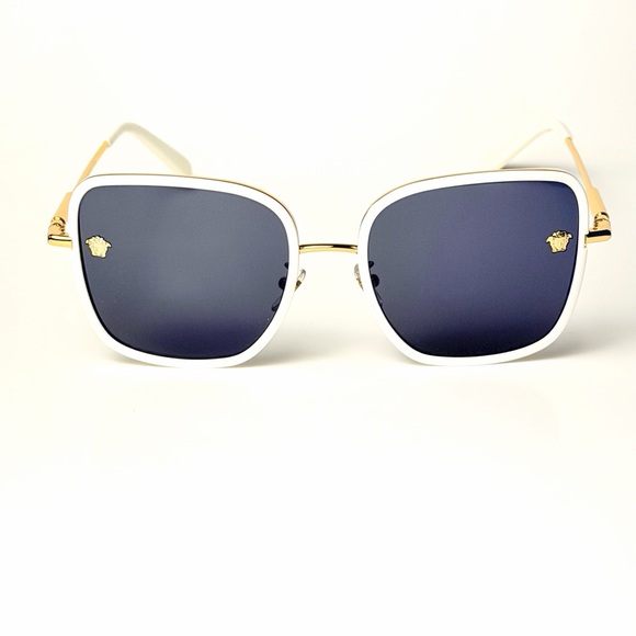 Versace Mod 2247D 1471/87 White and Gold Sunglasses Authentic New - Picture 6 of 10